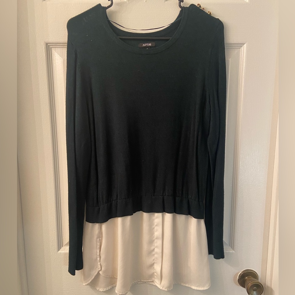 Emerald Green Pullover Sweater with White Satin Bottom